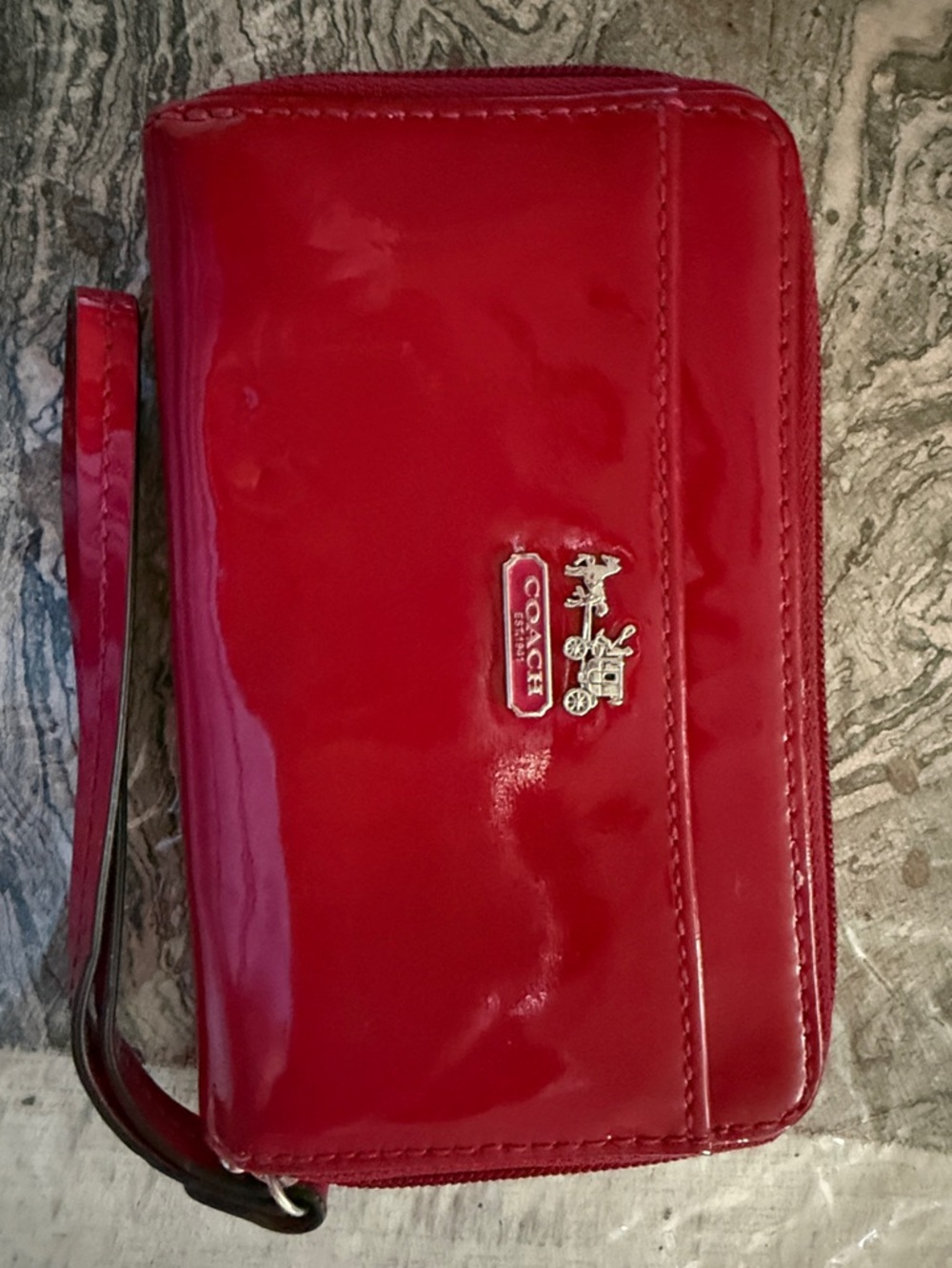 Coach Magenta Patent Leather Wristlet Clutch